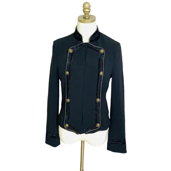 Monsoon sz 4 Black Military Piped Jacket Blazer 3158 - Picture 1 of 11